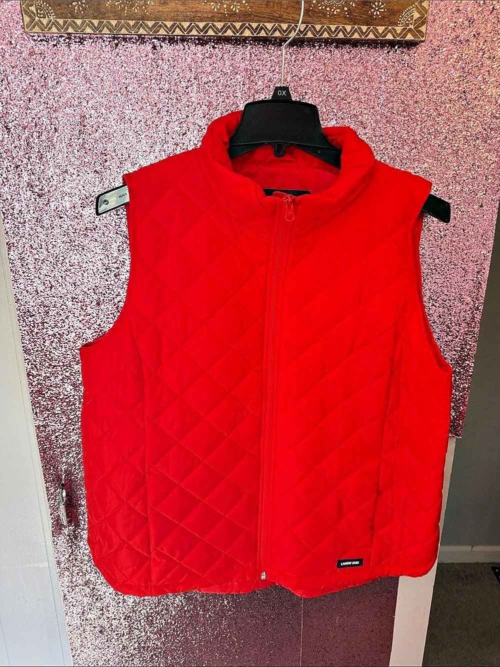 Lands' End FeatherFree Quilted Insulated Vest Red
